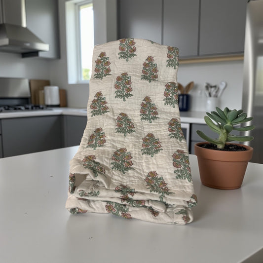 Pink Floral Pattern Kitchen Towel