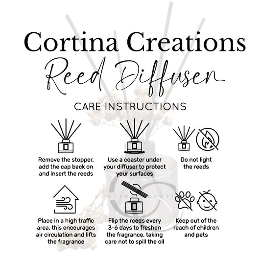 Reed diffuser care card