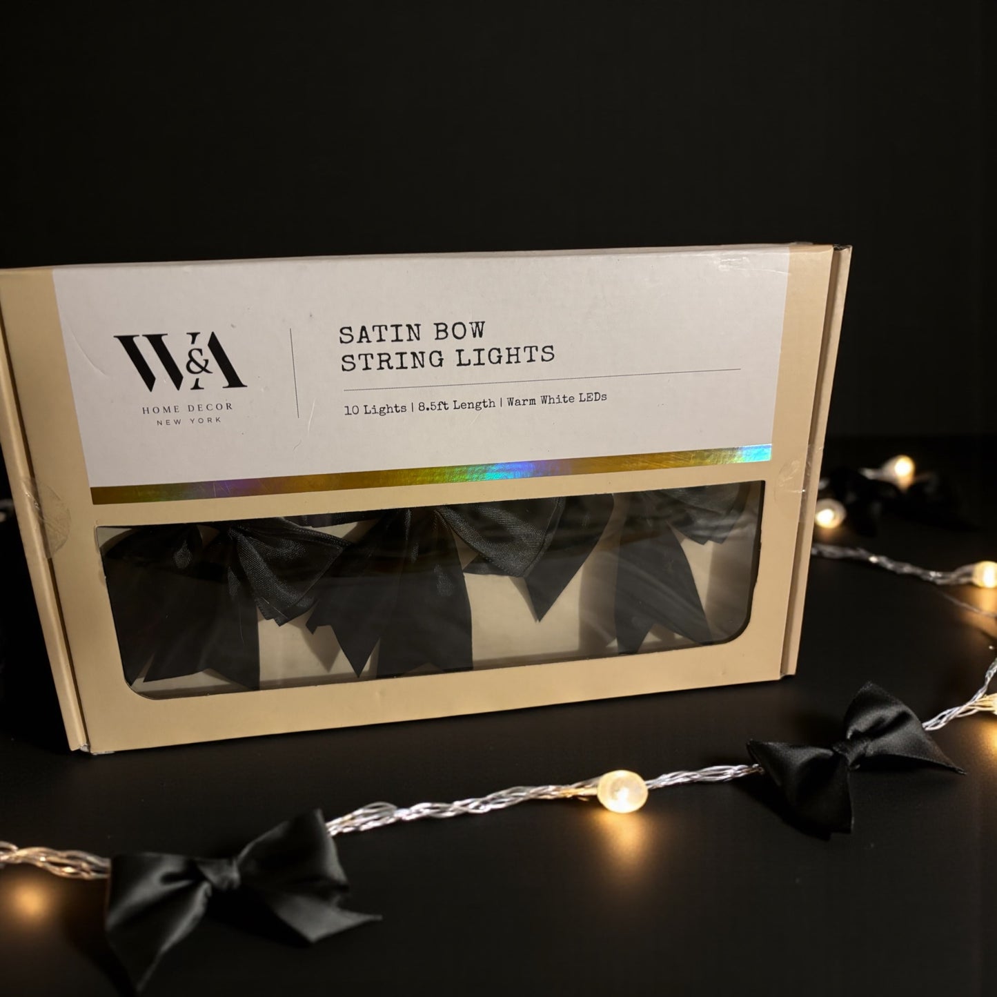 Black Bow String Lights
