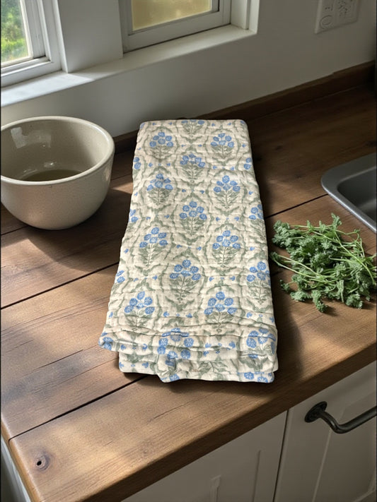 White and Blue Kitchen Towel